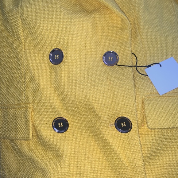 Zara | Yellow Textured Double Breasted Blazer Size Small - Picture 6 of 10